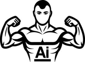 Muscular Man Displaying Strength with Bold Ai Typography for Fitness Branding and Fitness Apps vector