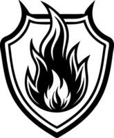 Shield with Stylized Flame Design Ideal for Logo Creation and Tattoo Inspiration vector