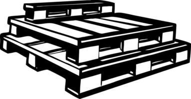 Three Stacked Wooden Pallets for Industrial Use and Creative DIY Projects vector