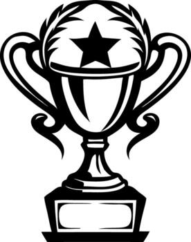 Stylized Trophy Design with Star and Laurel Wreath Ideal for Awards Certificates and Motivational Art vector