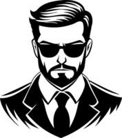 Stylish Masculine Character with Sunglasses in Suit Design for Prints and Merchandise vector