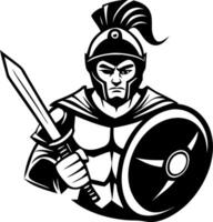 Powerful Cartoon Spartan Warrior with Sword and Shield for Strength and Courage Themes vector