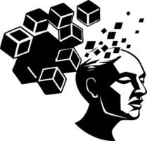 Abstract Concept of Creative Thinking and Idea Generation with Cubes Emerging from Head vector