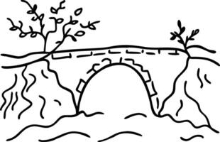 Charming Hand-Drawn Bridge Design Enveloped by Trees for Creative Projects and Relaxation vector