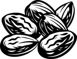 Detailed Black and White Illustration of Almonds for Culinary and Design Applications vector