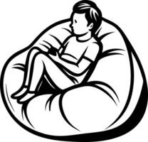 Child Relaxing on Bean Bag Chair Playing Game Illustration vector