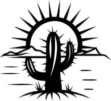 Cactus and Sunrise Graphic Perfect for Tattoo Design and Coloring Pages vector