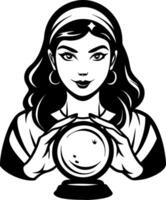 Mystical Fortune Teller with Crystal Ball in Elegant Design for Tarot and Spiritual Artwork vector