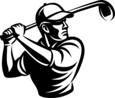 Dynamic Golfer Swinging Club Vintage Style for Branding and Merchandise vector