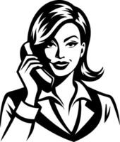 Professional Business Woman Smiling on Phone for Communication and Marketing Graphics vector