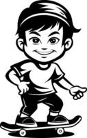 Skateboarding Boy Character Illustration for Graphic Design and Childrens Apparel vector