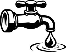 Stylized Water Faucet with Dripping Water for Home Decor and Illustrations vector