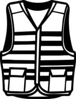 Stylized Black Outline Tactical Vest Design for Graphic Use and Apparel Projects vector