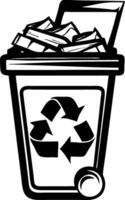 Recycling Bin with Oversized Trash for Eco-Friendly Waste Management Design vector