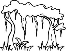 Intricate Illustration of a Tropical Tree with Hanging Vines Perfect for Nature Projects vector