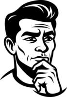 Thoughtful Man in Classic Style for Creative Projects and Graphic Design Applications vector