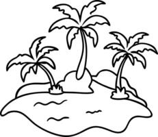 Tropical Island Scene with Palm Trees and Water for Coloring Pages or Tattoo Designs vector