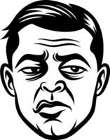 Stylized Graphic of a Skeptical Male Face Illustration for Tattoo and Design Projects vector