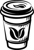 Coffee Cup Illustration with Leaf Design Ideal for Branding and Custom Merchandise vector