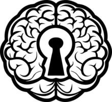 Creative Brain Illustration with a Keyhole Symbol for Mindfulness and Knowledge Themes vector