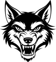 Fierce Wolf Head Silhouette for Tattoo Design and Graphic Art Projects vector