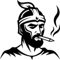 Bold Spartan Warrior with Pencil in Mouth Graphic for Creative Projects and Designs vector