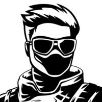 Stylized Illustration of a Cool Character with Sunglasses and Mask for Graphic Design vector
