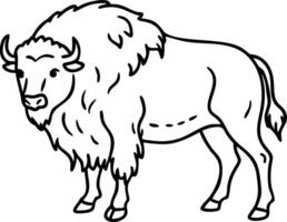 Detailed Illustration of a Majestic Bison Featuring Bold Lines Perfect for Tattoo Design and Coloring vector