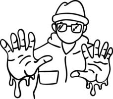 Graffiti Artist Expression with Dripping Paint and Hands in Dynamic Pose for Creative Design vector