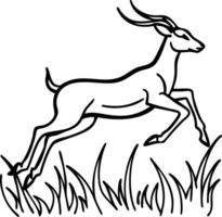 Graceful Antelope Leaping Over Grass Design Perfect for Nature Themes and Tattoos vector