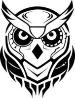 Futuristic Mechanical Owl Design for Tattoo and Coloring Book Inspiration vector