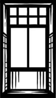 Stylized Black Outline Window Design for Home Decor and Art Projects vector