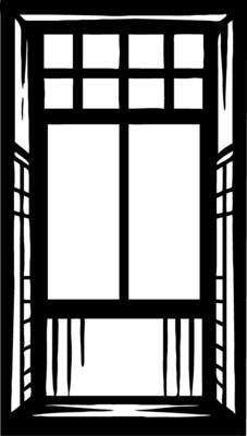 Stylized Black Outline Window Design for Home Decor and Art Projects