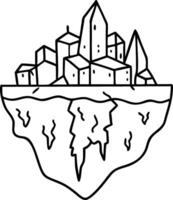 Floating Island Cityscape with Abstract Buildings for Creative Projects and Illustrations vector