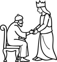 King and Queen Handshake Symbolizing Unity and Respect in Historical Illustration vector