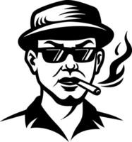 Cool Vintage Man with Sunglasses and Cigarette Smoking Illustrator Style Design vector