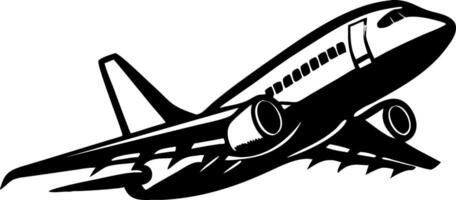 Stylized Black Airplane Taking Off Graphic for Travel Enthusiasts and Aviation Designs vector