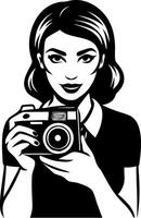 Vintage Camera Woman Illustration Ideal for Themes and Creative Projects vector