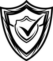 Shield Emblem with Check Mark Symbol for Security Protection and Trust Badges Design vector