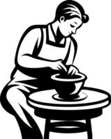 Potter Creating Clay Vessel with Hands in Workshop for Craft and Art Projects vector