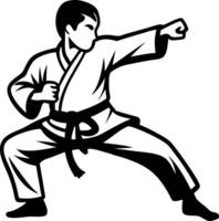 Martial Artist in Action Dynamic Karate Pose for Fitness Promotion and Martial Arts Design vector