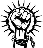 Empowered Fist Symbolizing Resistance and Freedom in Bold Black and Gray Design vector