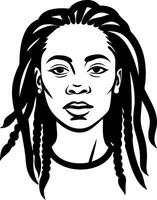 Portrait of a Confident Woman with Dreadlocks Minimalist Design for Tattoo and Apparel vector