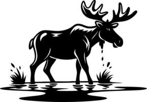Majestic Moose Standing by Water with Natural Surroundings Perfect for Nature Designs vector