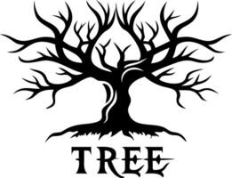 Intricate Black Tree Design with Exposed Branches for Tattoo or Coloring Book Inspiration vector