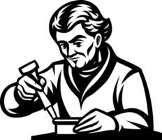 Scientist Performing Chemical Experiment with Pipette in Laboratory Setting vector