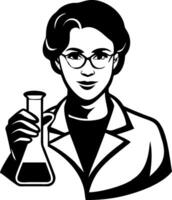 Female Scientist Holding Flask Science Laboratory Graphic Design vector