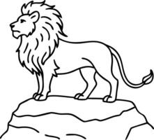 Majestic Lion Standing Proudly on Rock for Tattoo Design and Coloring Book Illustrations vector