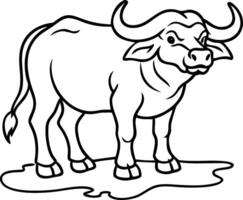 Detailed Illustration of a Buffalo Perfect for Tattoo Designs and Coloring Books vector