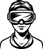 Stylish Young Man Wearing Virtual Reality Headset Designed for Tech and Gaming Themes vector